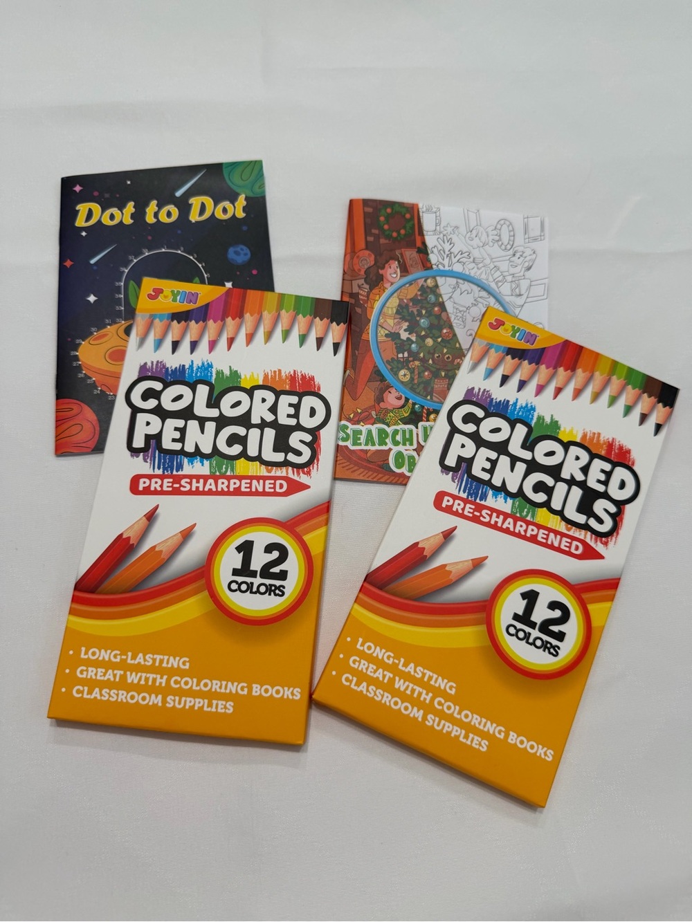 Pre-Sharpened 12-Color Colored Pencils - Orange/Yellow 2 Pck, activity books*2